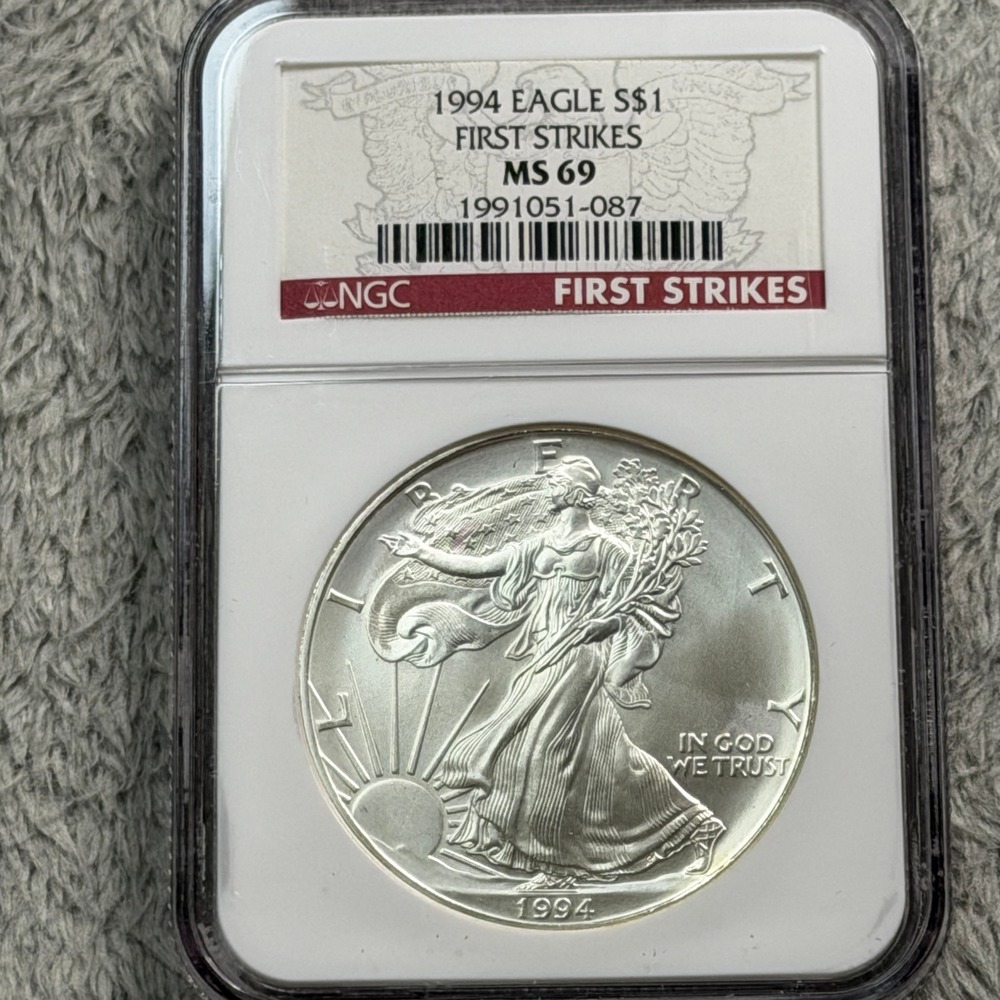 1994 American Silver Eagle $1 NGC MS 69 First Strikes 1 oz Fine Silver Coin